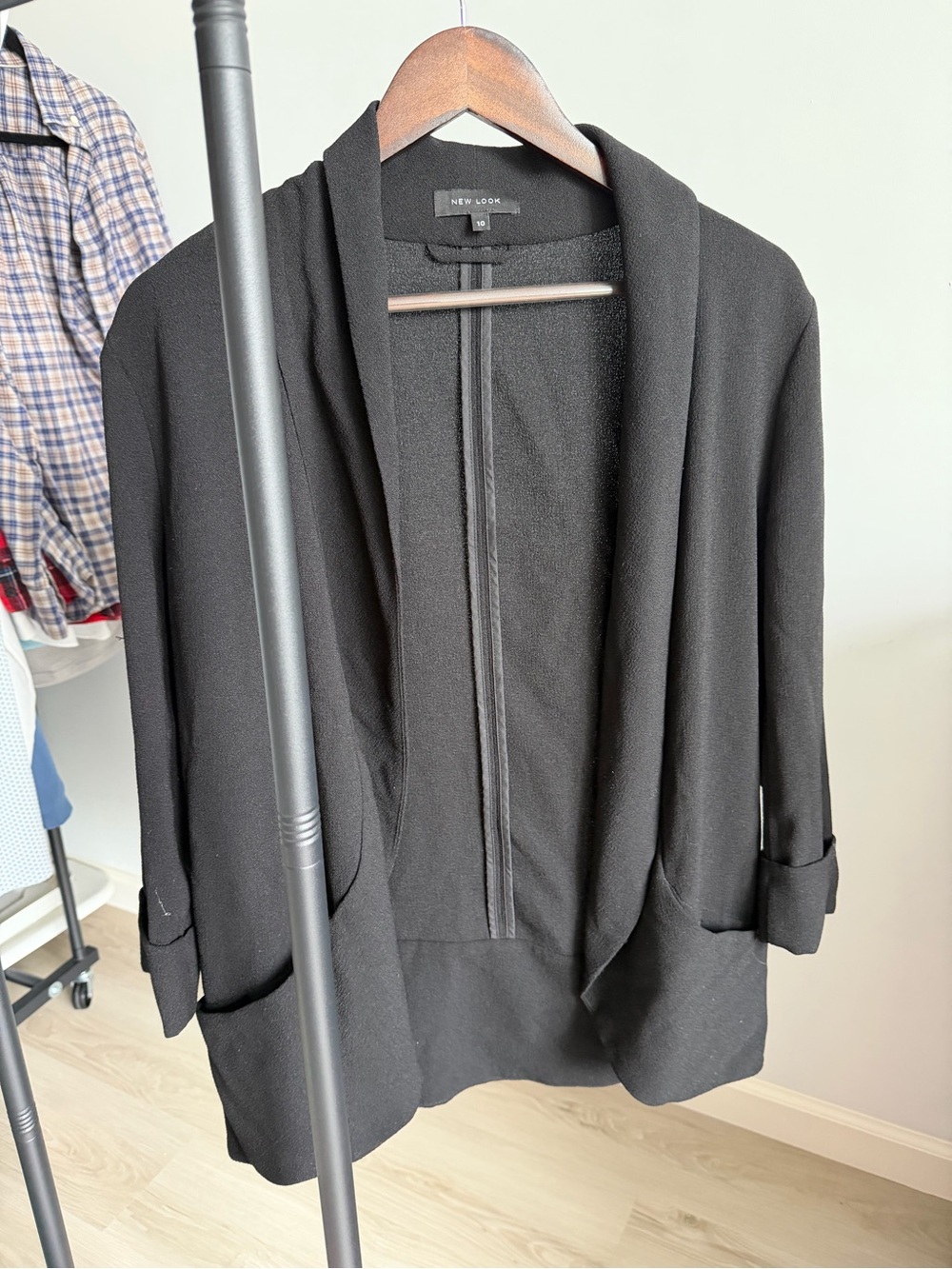 New Look Black Draped Open-Front Blazer